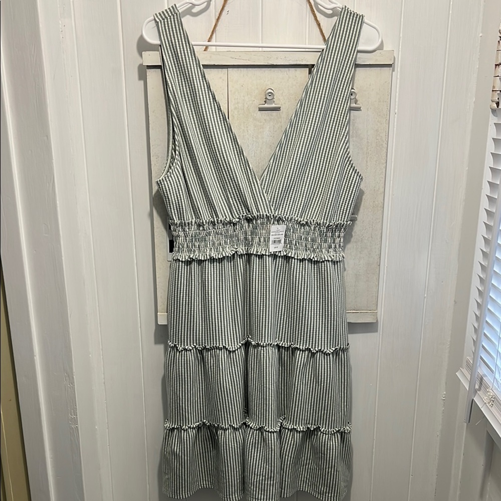 American Eagle Outfitters Green and White Striped Dress